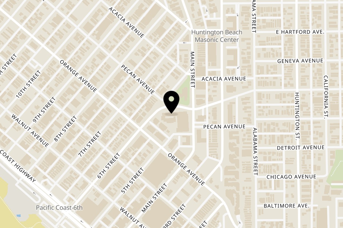 Map showing the location of Habachihana Grill Huntington Beach - Main St on 501 Main St in Huntington Beach