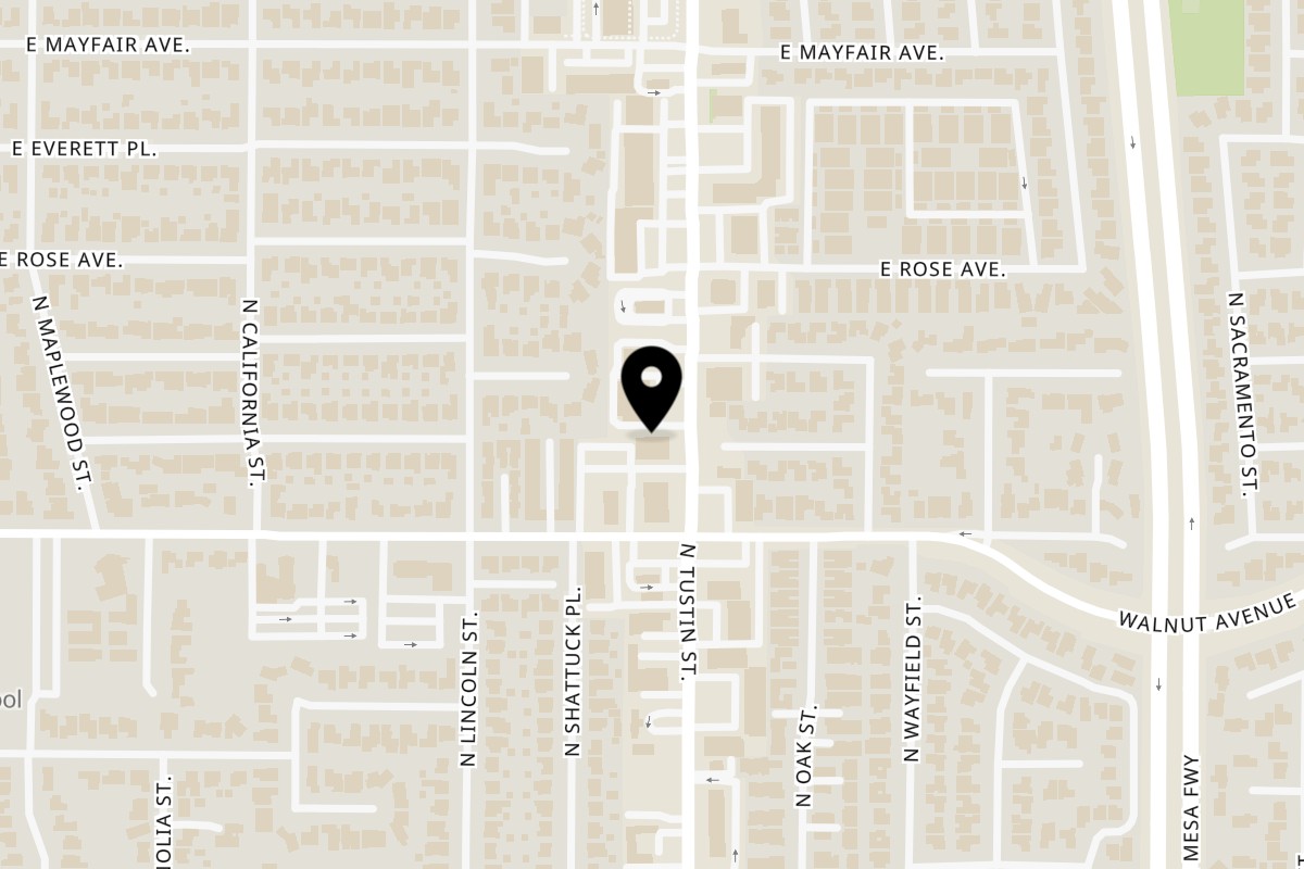 Map showing the location of Habachihana Grill Orange on 554 N Tustin St in Orange